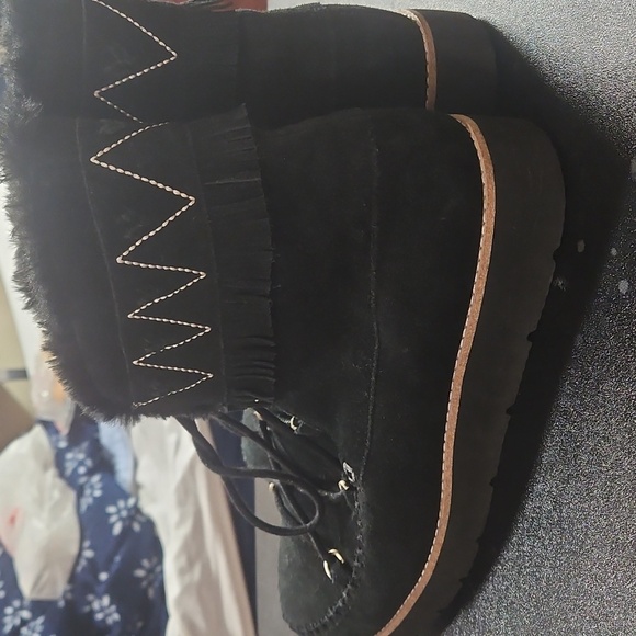 Jack Rogers Women's 9.5M Vera Suede Lace Up Fur Lined Waterproof Moc Boots - Picture 3 of 10